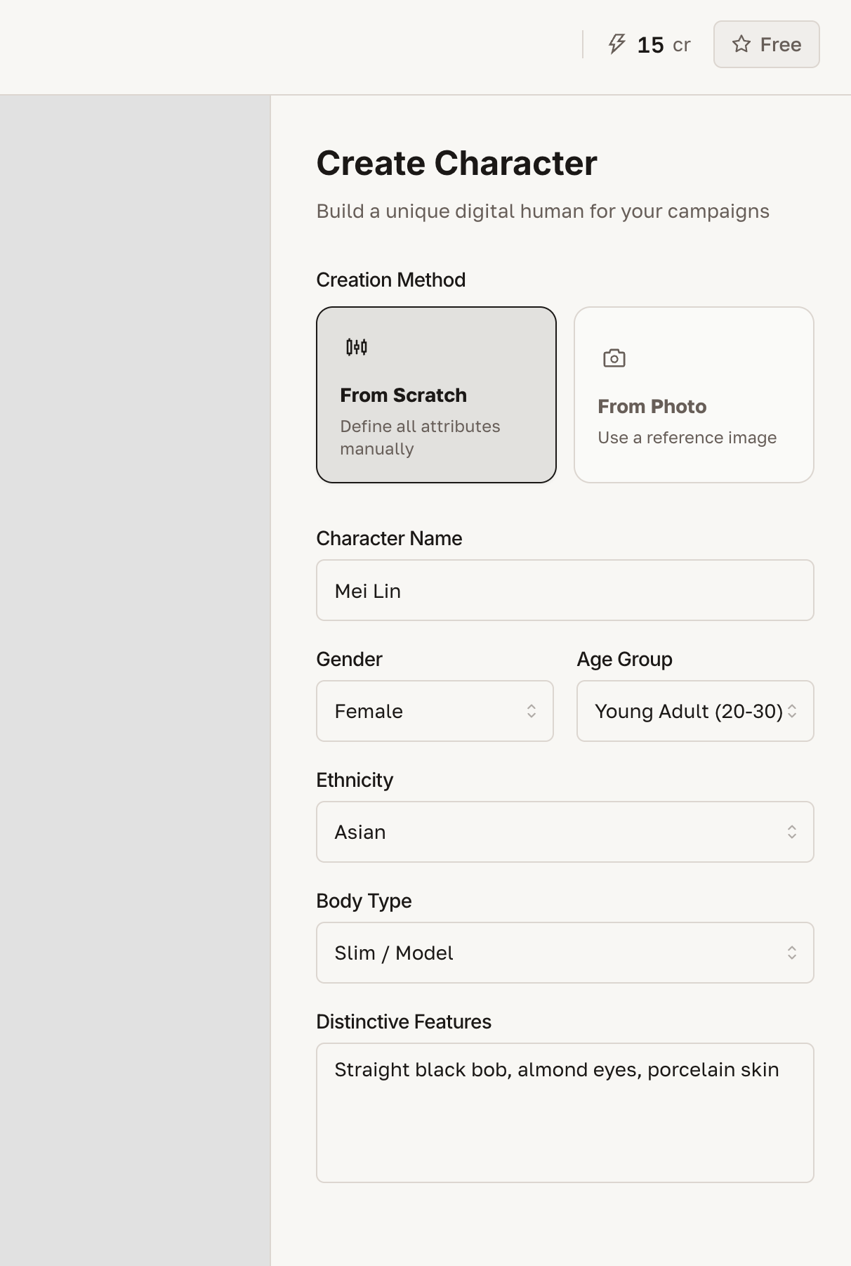 Recreate a character to customize from the same base