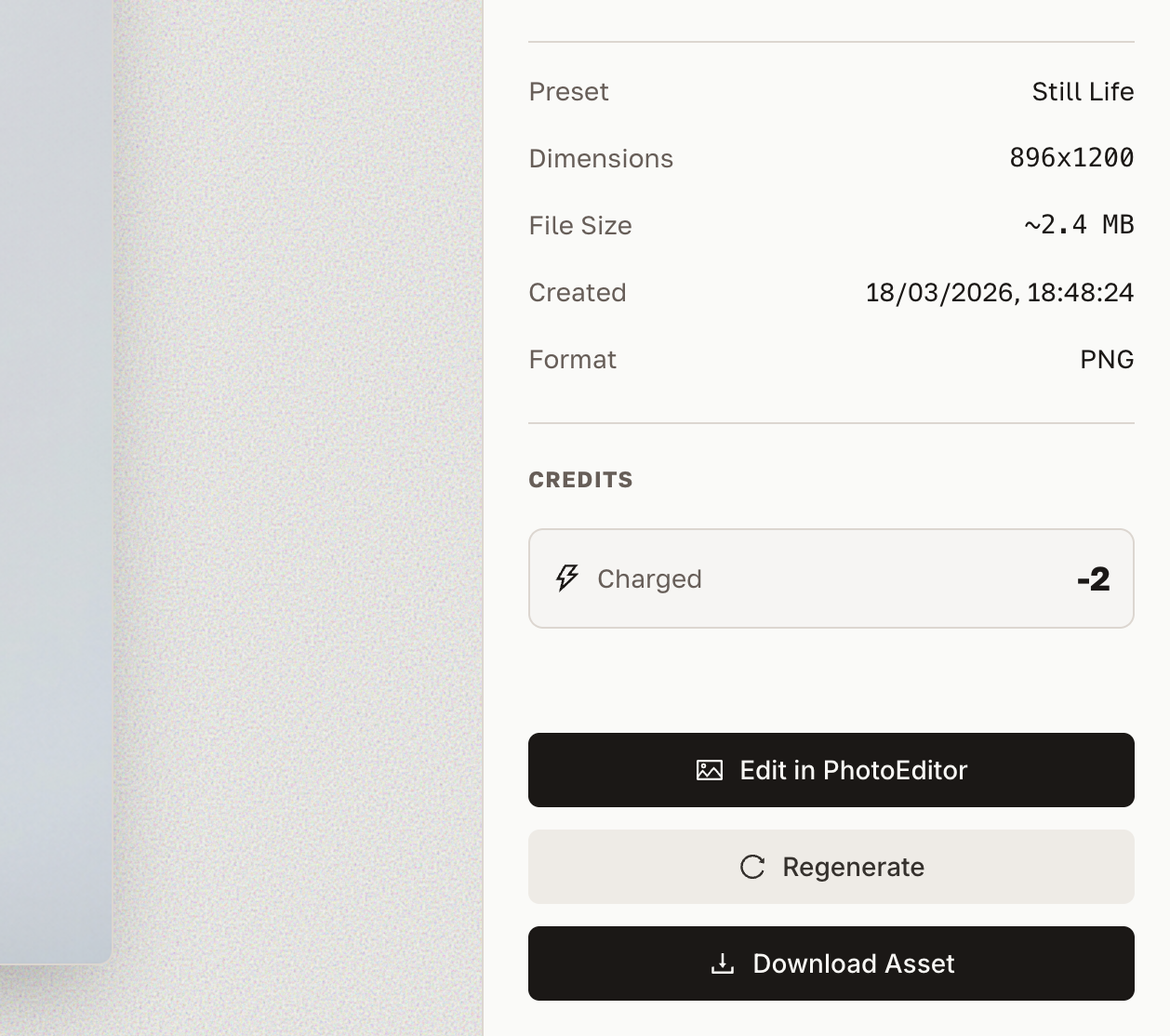 Sidebar action buttons in History view
